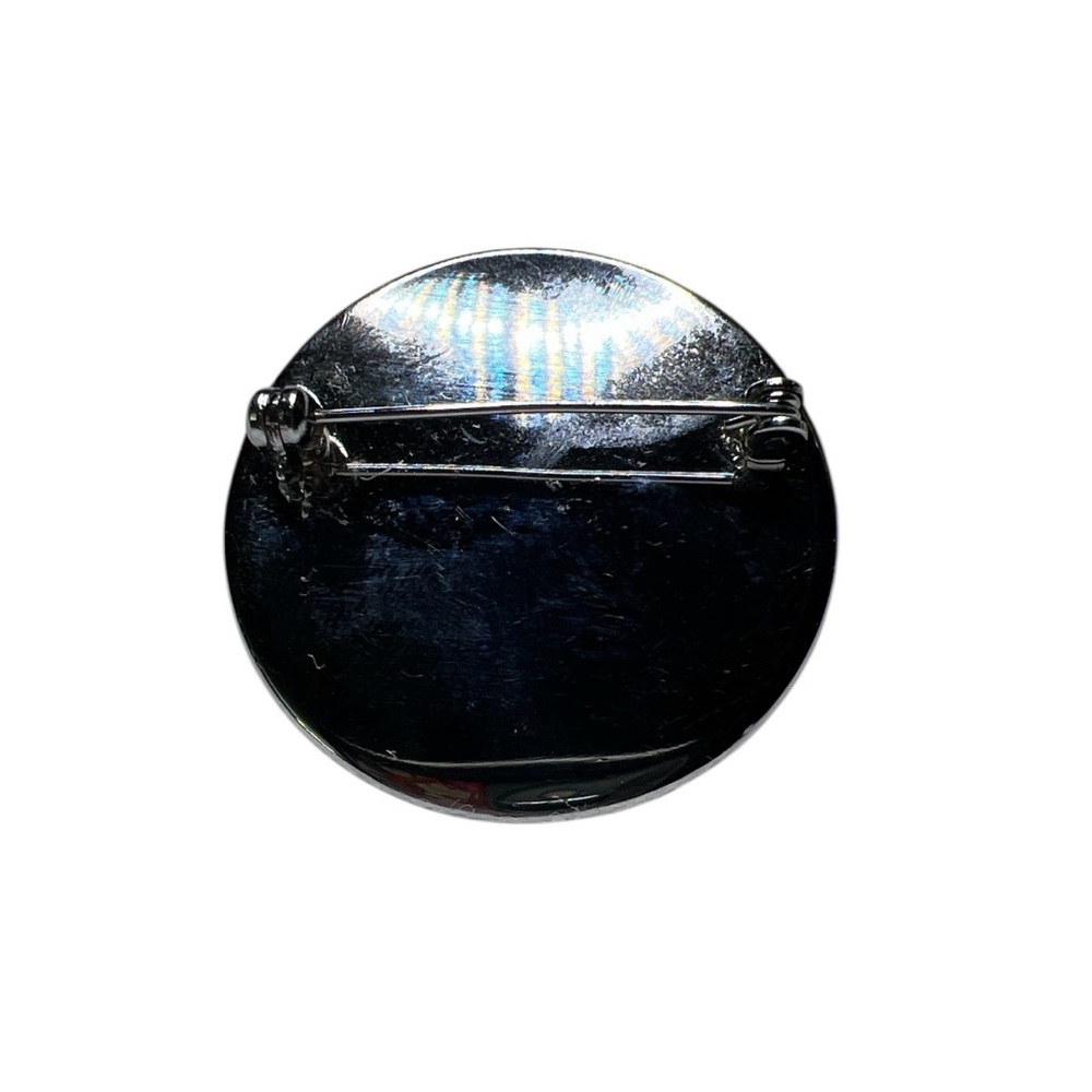 Japanese Inlaid Gold Silver Delicate Iris Flowers Damascene Enamel Round Pin - Picture 2 of 3